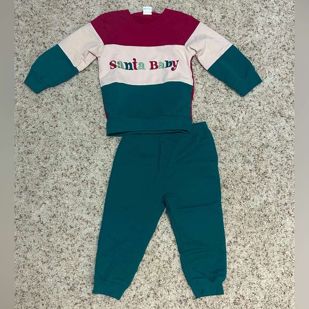 August+Willow Kids 2pc Christmas Santa Baby Matching Set. Size 2-3T. NWOT!
